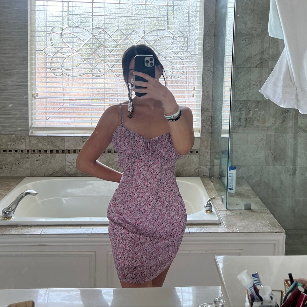 Nasty Gal pink floral summer dress
